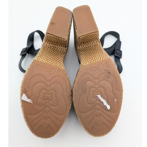 Korks Dee Wedge Platform Block Heel Sandals Women's Black/Tan Size US8 - Picture 6 of 7